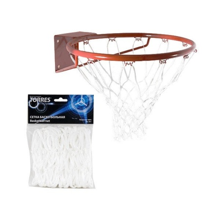 Купить Сетка баскетбольная Torres, нить 4 мм, белая в Кубинке 